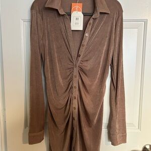 Women’s Fitted Ruched Long Sleeve Dress